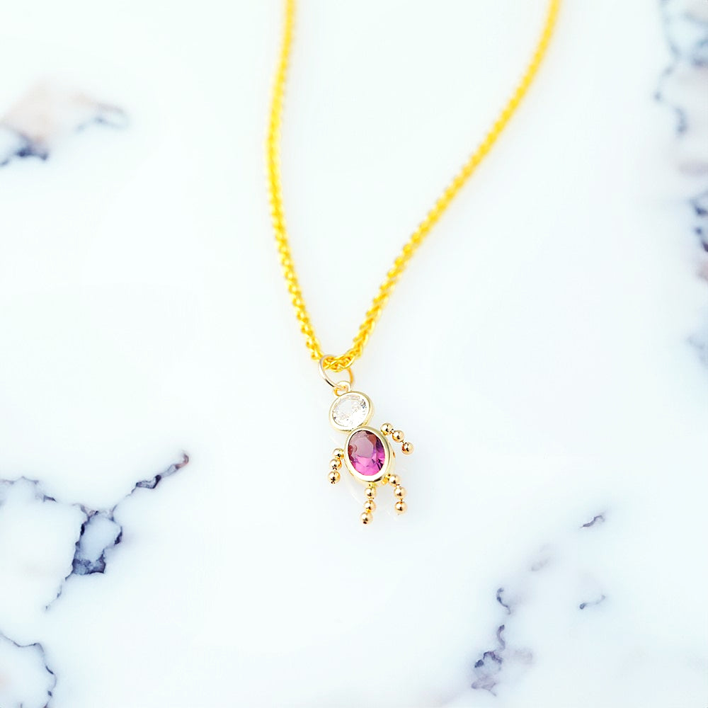 10K / 14K Yellow Gold February Boy Birthstone Charm - Product Photo