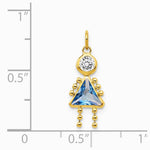 10K / 14K Yellow Gold March Girl Birthstone Charm - Product Photo