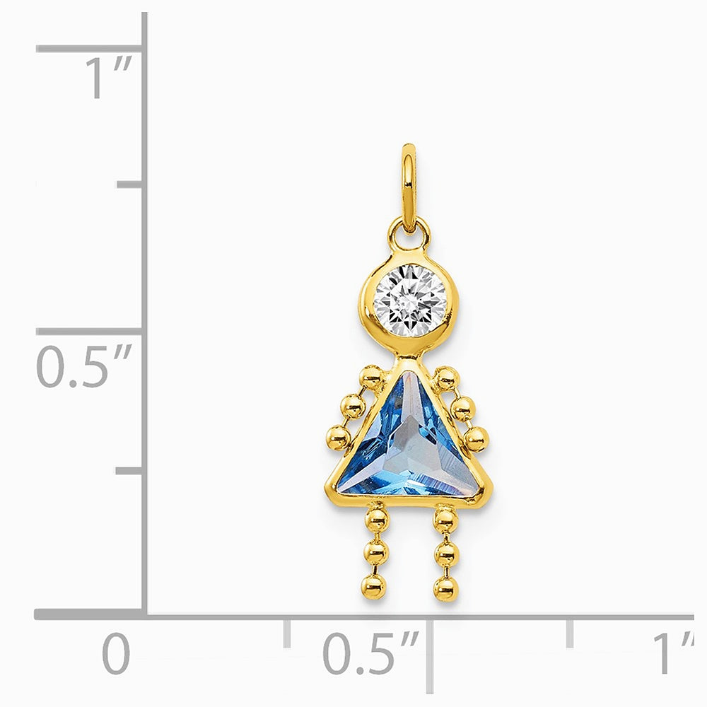 10K / 14K Yellow Gold March Girl Birthstone Charm - Product Photo