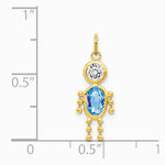 10K / 14K Yellow Gold March Boy Birthstone Charm - Product Photo
