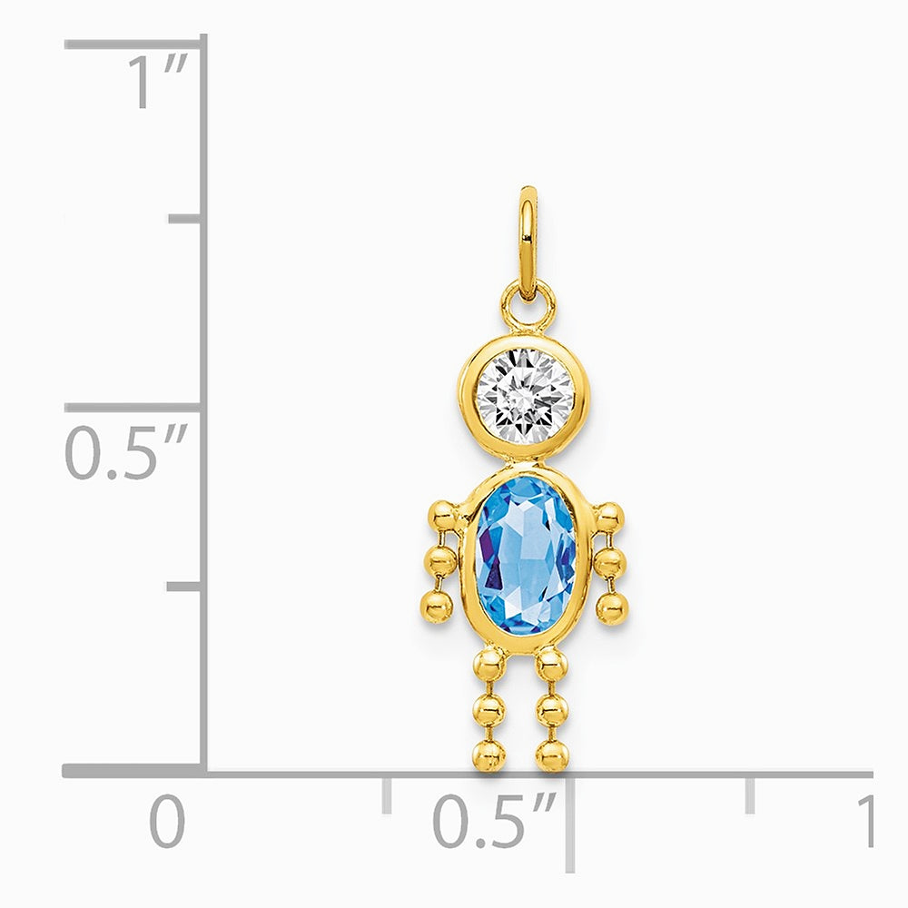 10K / 14K Yellow Gold March Boy Birthstone Charm - Product Photo