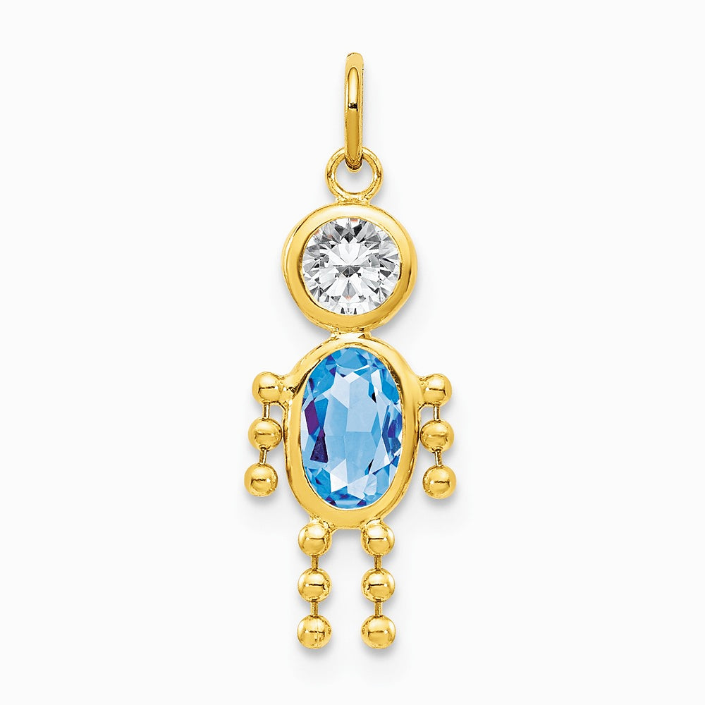 10K / 14K Yellow Gold March Boy Birthstone Charm - Product Photo