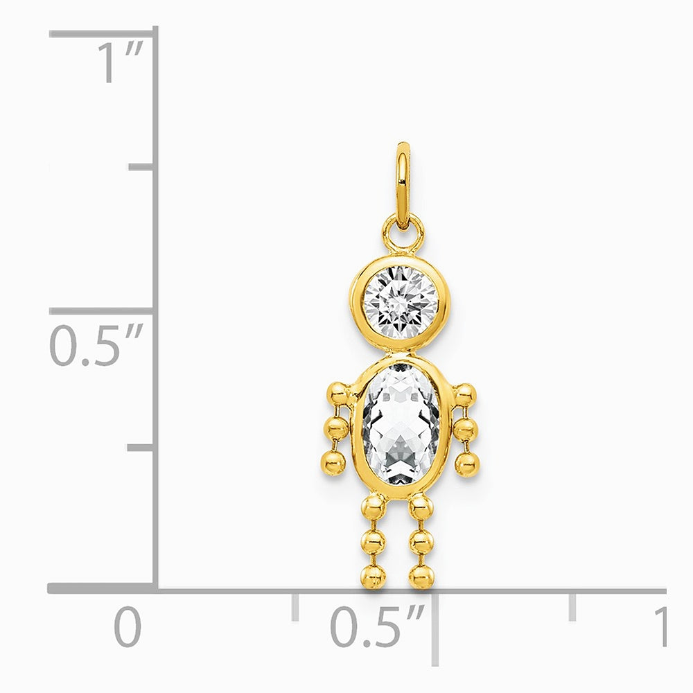 10K / 14K Yellow Gold April Boy Birthstone Charm - Product Photo