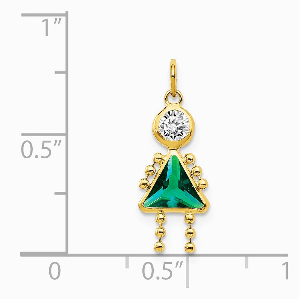 10K / 14K Yellow Gold May Girl Birthstone Charm - Product Photo