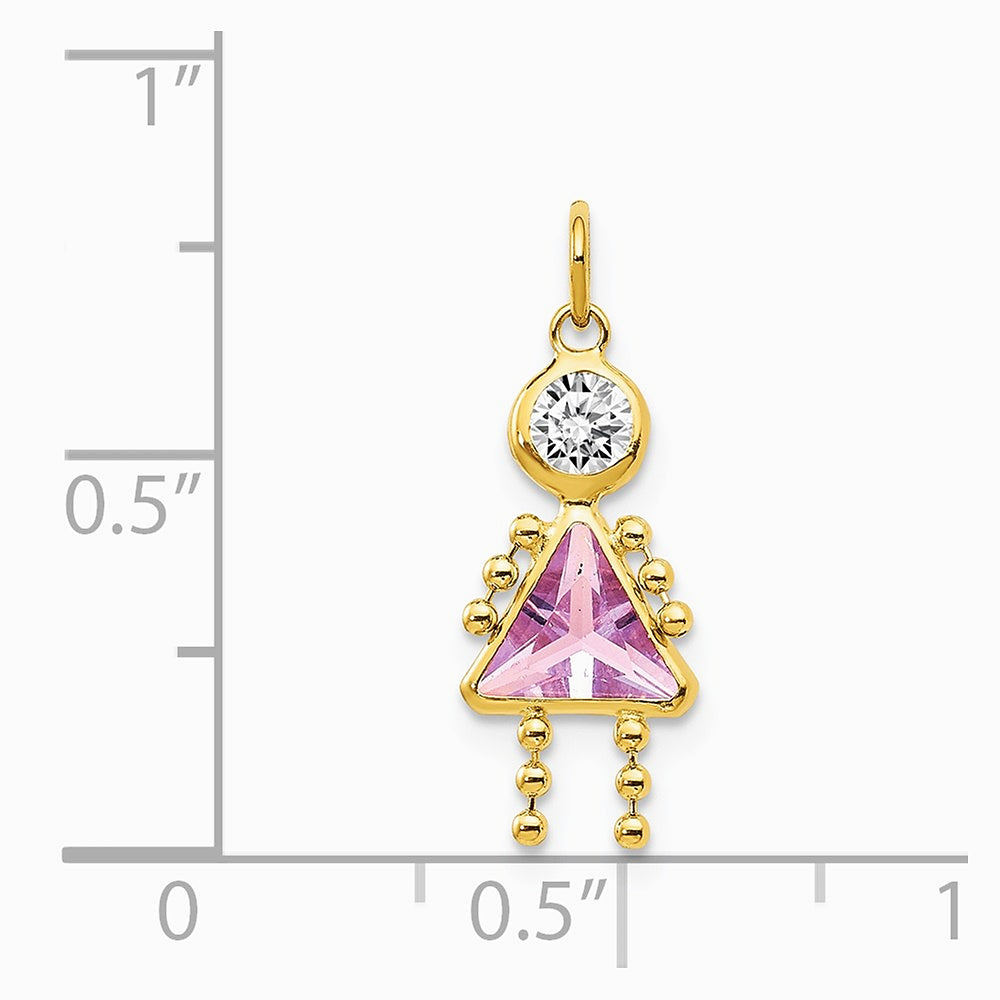 10K / 14K Yellow Gold June Girl Birthstone Charm - Product Photo