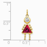 10K / 14K Yellow Gold July Girl Birthstone Charm - Product Photo