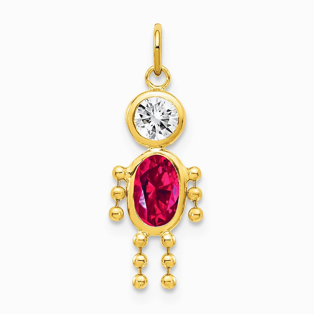 10K / 14K Yellow Gold July Boy Birthstone Charm - Product Photo