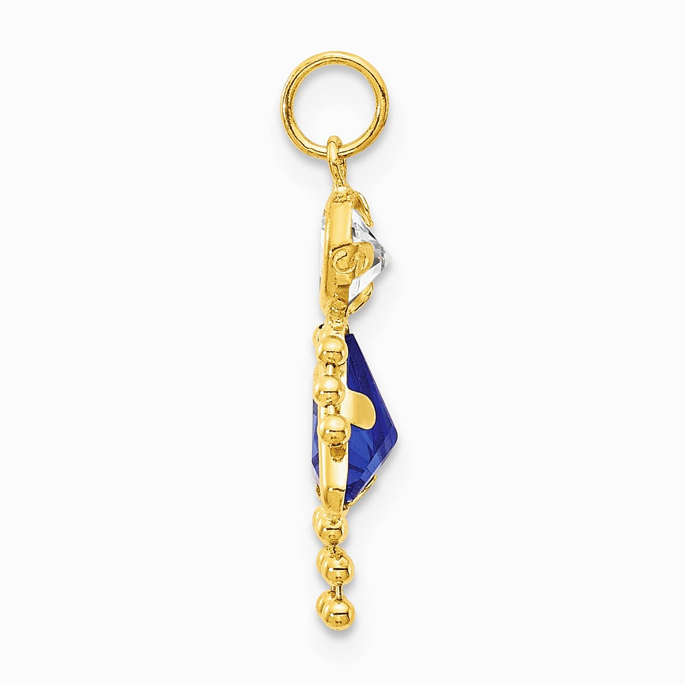 10K / 14K Yellow Gold September Girl Birthstone Charm - Product Photo