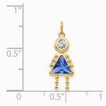 10K / 14K Yellow Gold September Girl Birthstone Charm - Product Photo