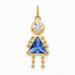 10K / 14K Yellow Gold September Girl Birthstone Charm - Product Photo