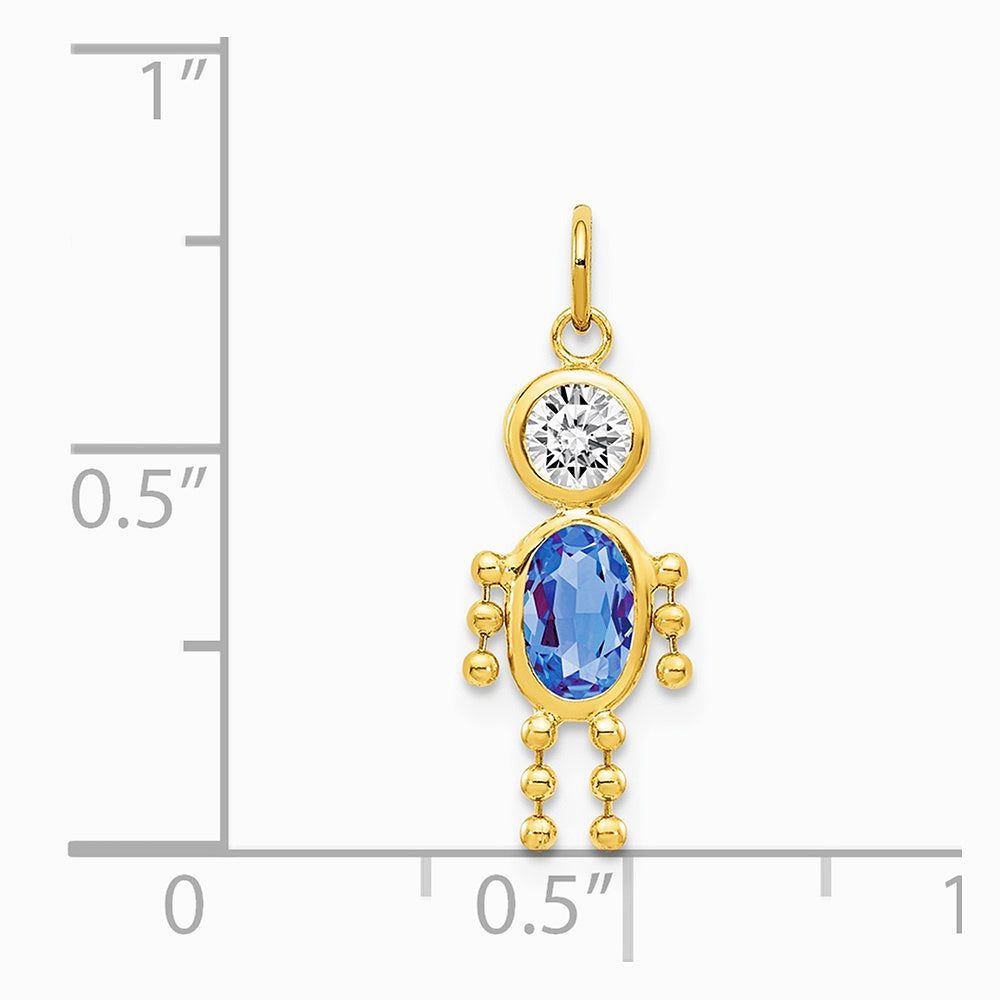 10K / 14K Yellow Gold September Boy Birthstone Charm - Product Photo