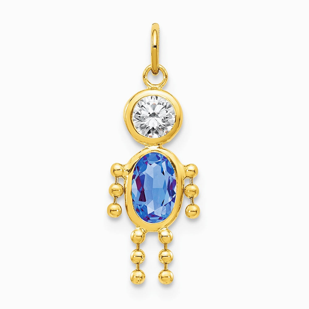 10K / 14K Yellow Gold September Boy Birthstone Charm - Product Photo