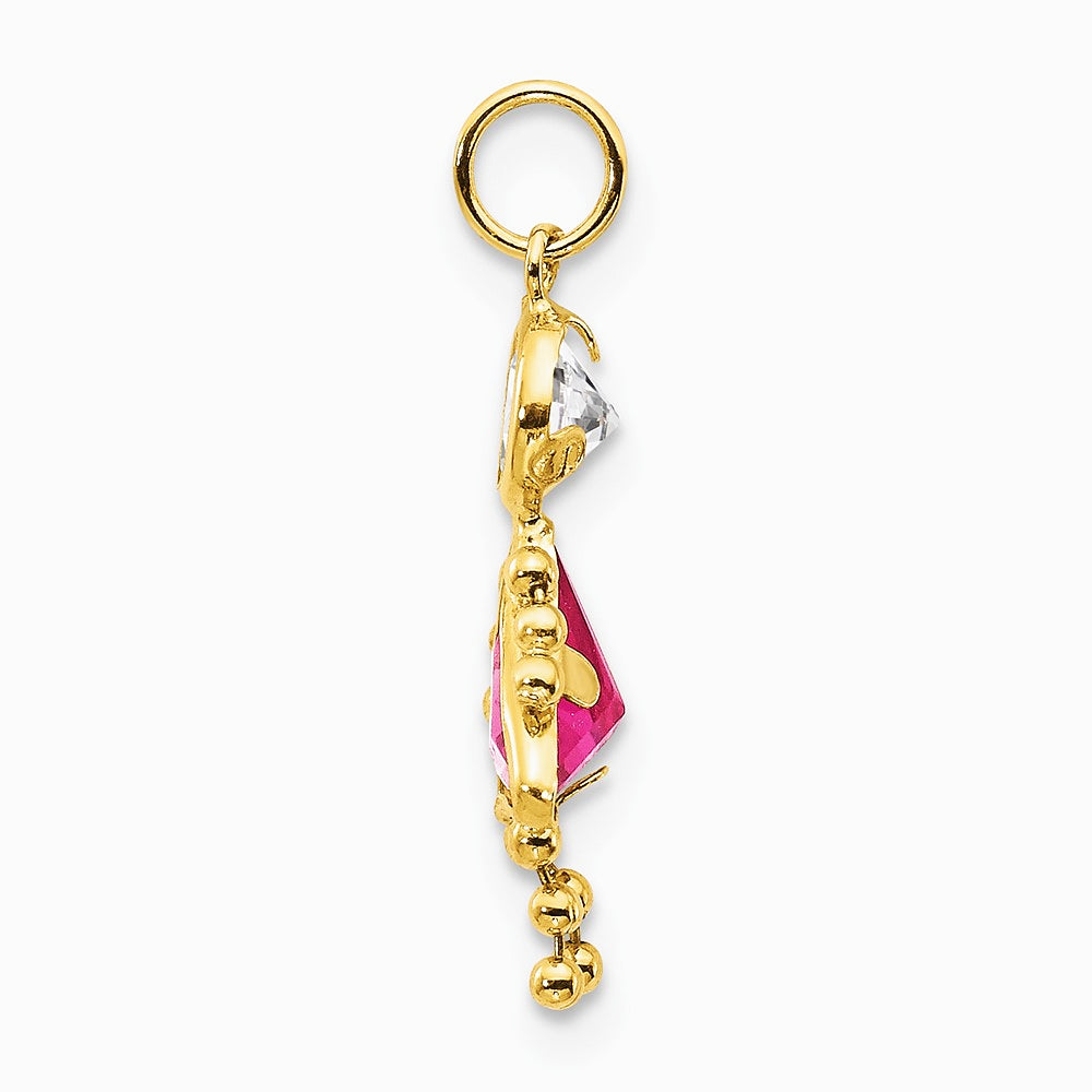 10K / 14K Yellow Gold October Girl Birthstone Charm - Product Photo