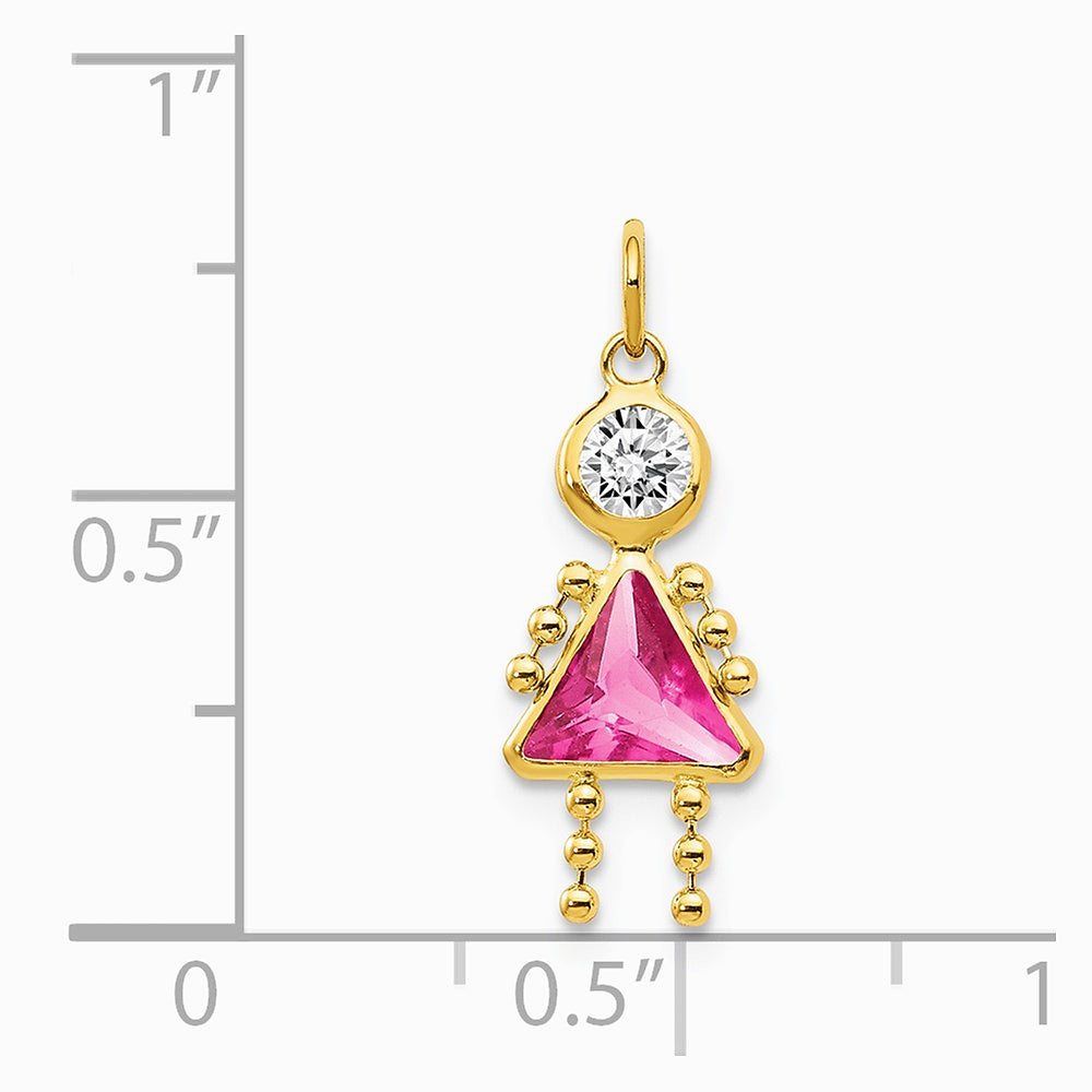 10K / 14K Yellow Gold October Girl Birthstone Charm - Product Photo