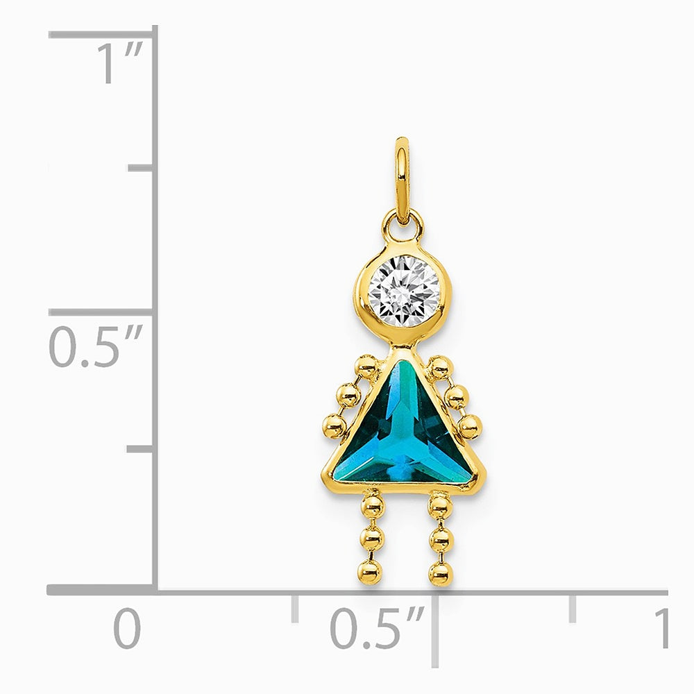 10K / 14K Yellow Gold December Girl Birthstone Charm - Product Photo