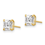 14K Yellow Gold 5mm Square CZ Post Earrings - Product Photo