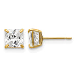 14K Yellow Gold 5mm Square CZ Post Earrings - Product Photo