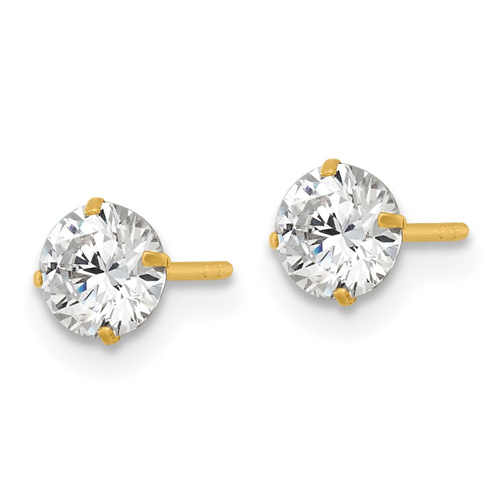 14k Polished 5mm CZ Stud Post Earrings - Product Photo