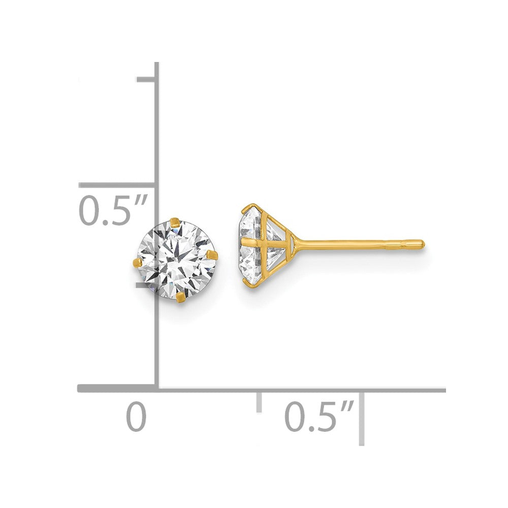 14k Polished 5mm CZ Stud Post Earrings - Product Photo
