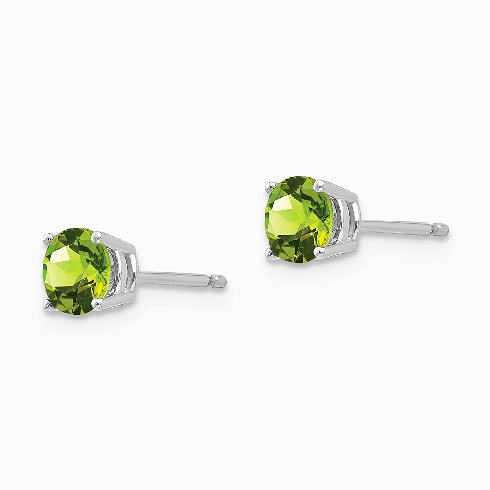 14K White Gold 5mm Peridot Earrings - Product Photo