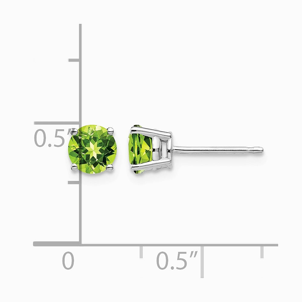 14K White Gold 5mm Peridot Earrings - Product Photo