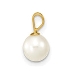 10K / 14K Yellow Gold 6-7mm White Round Freshwater Cultured Pearl Pendant - Product Photo