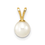 10K / 14K Yellow Gold 6-7mm White Round Freshwater Cultured Pearl Pendant - Product Photo