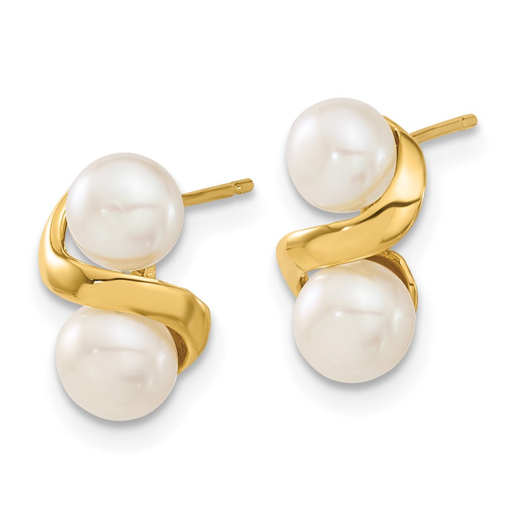 14k 5-6mm White Button FWC Pearl Earring and Pendant Set - Product Photo
