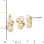 14k 5-6mm White Button FWC Pearl Earring and Pendant Set - Product Photo