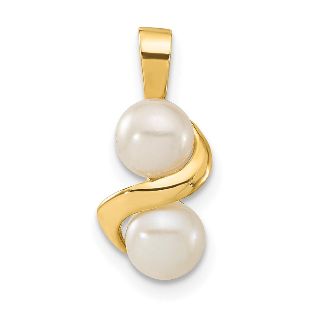 14k 5-6mm White Button FWC Pearl Earring and Pendant Set - Product Photo