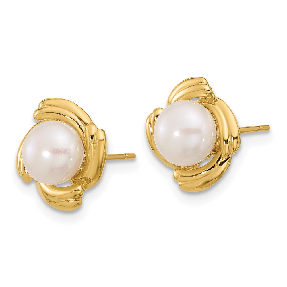 14k 6-7mm White Button FWC Pearl Earring and Pendant Set - Product Photo