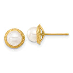 14k 5-6mm White Button FWC Pearl Earring and Pendant Set - Product Photo