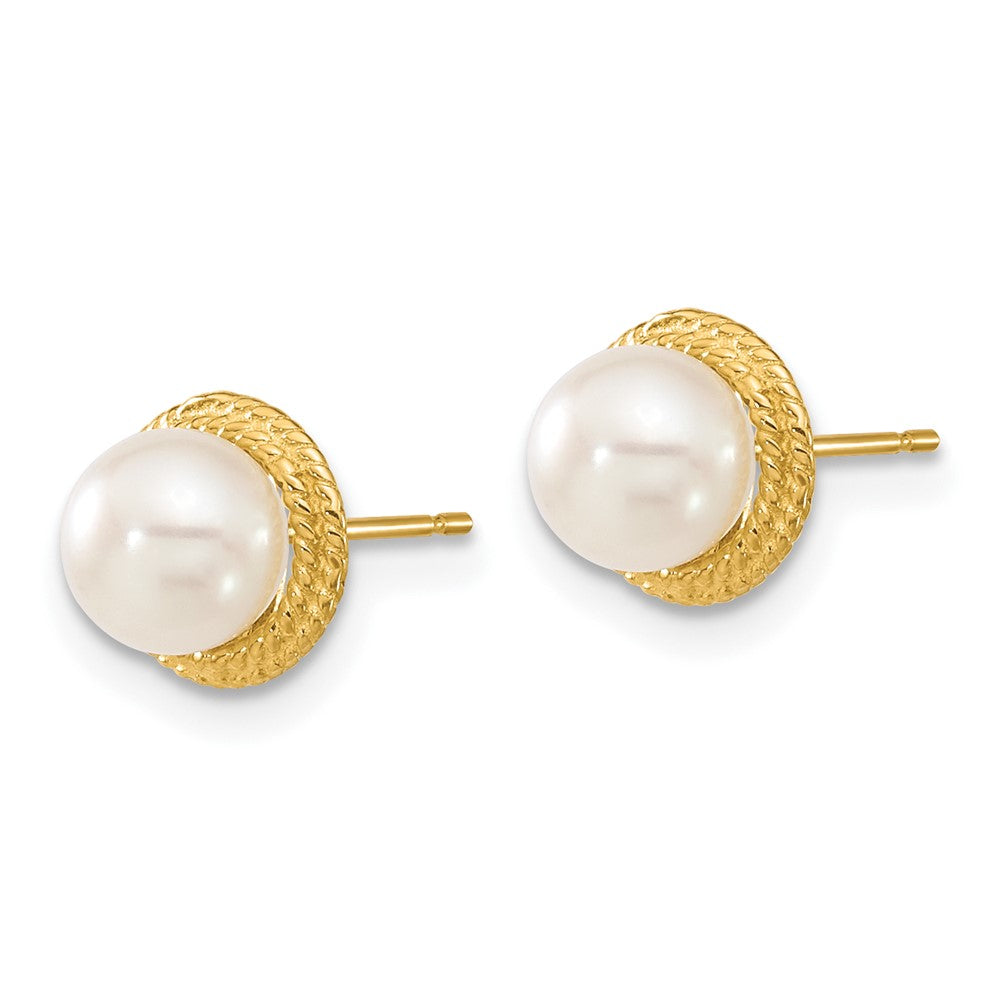 14k 5-6mm White Button FWC Pearl Earring and Pendant Set - Product Photo