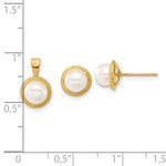 14k 5-6mm White Button FWC Pearl Earring and Pendant Set - Product Photo