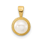 14k 5-6mm White Button FWC Pearl Earring and Pendant Set - Product Photo