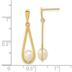 14k 5-6mm White Rice Freshwater Cultured Pearl Post Dangle Earrings - Product Photo