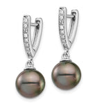 14K White Gold WG 9-10mm Round Saltwater Cultured Tahitian Pearl Diam Dangle Ear - Product Photo