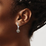 14K White Gold WG 9-10mm Round Saltwater Cultured Tahitian Pearl Diam Dangle Ear - Product Photo