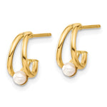 14k Polished Freshwater Cultured Pearl J-Hoop Earrings - Product Photo