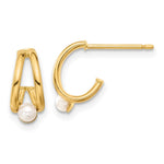 14k Polished Freshwater Cultured Pearl J-Hoop Earrings - Product Photo