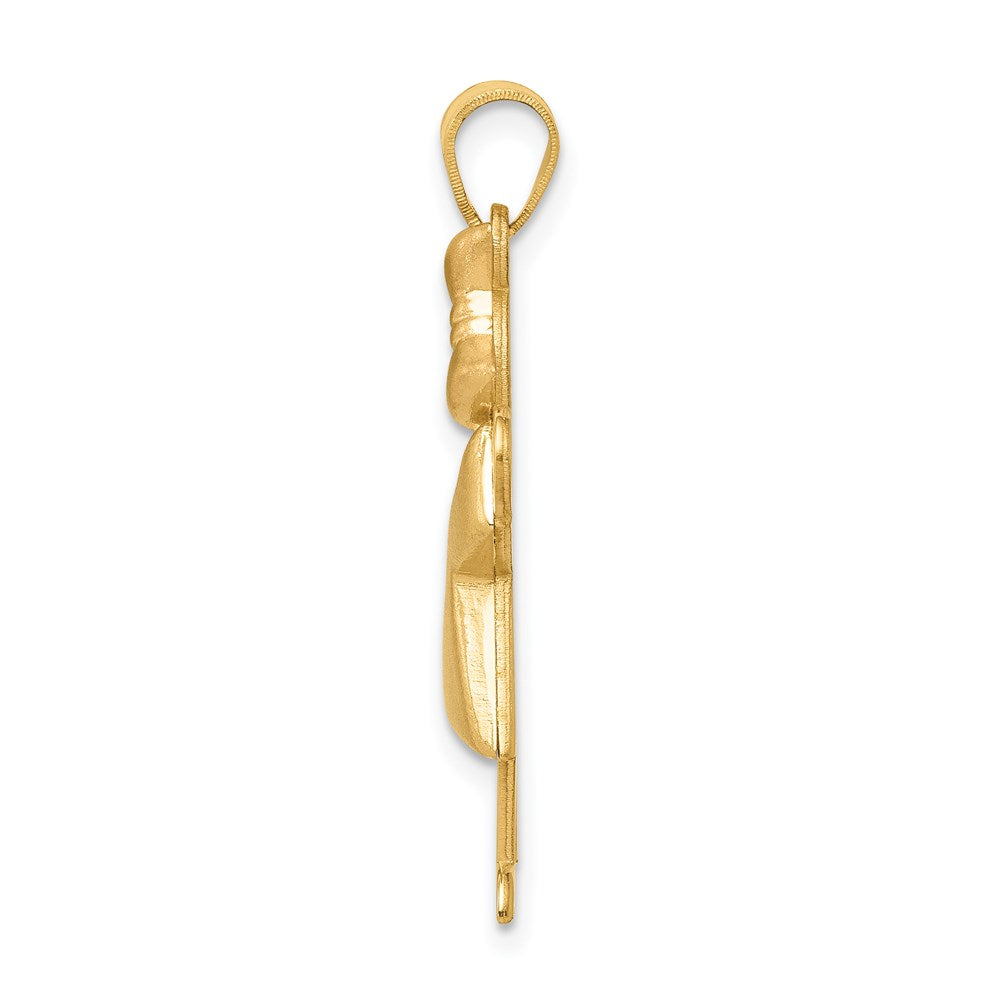 14K Two-Tone Puffed Girl with Bow on Right Engravable Charm - Product Photo