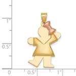 14K Two-Tone Puffed Girl with Bow on Right Engravable Charm - Product Photo