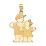 14K Yellow Gold Big Boy and Little Girl Engravable Charm - Product Photo
