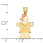 14k Two-Tone Small Girl with Bow on Left Engravable Charm - Product Photo