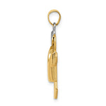 14k Two-Tone Puffed Boy with Hat on Left Engravable Charm - Product Photo