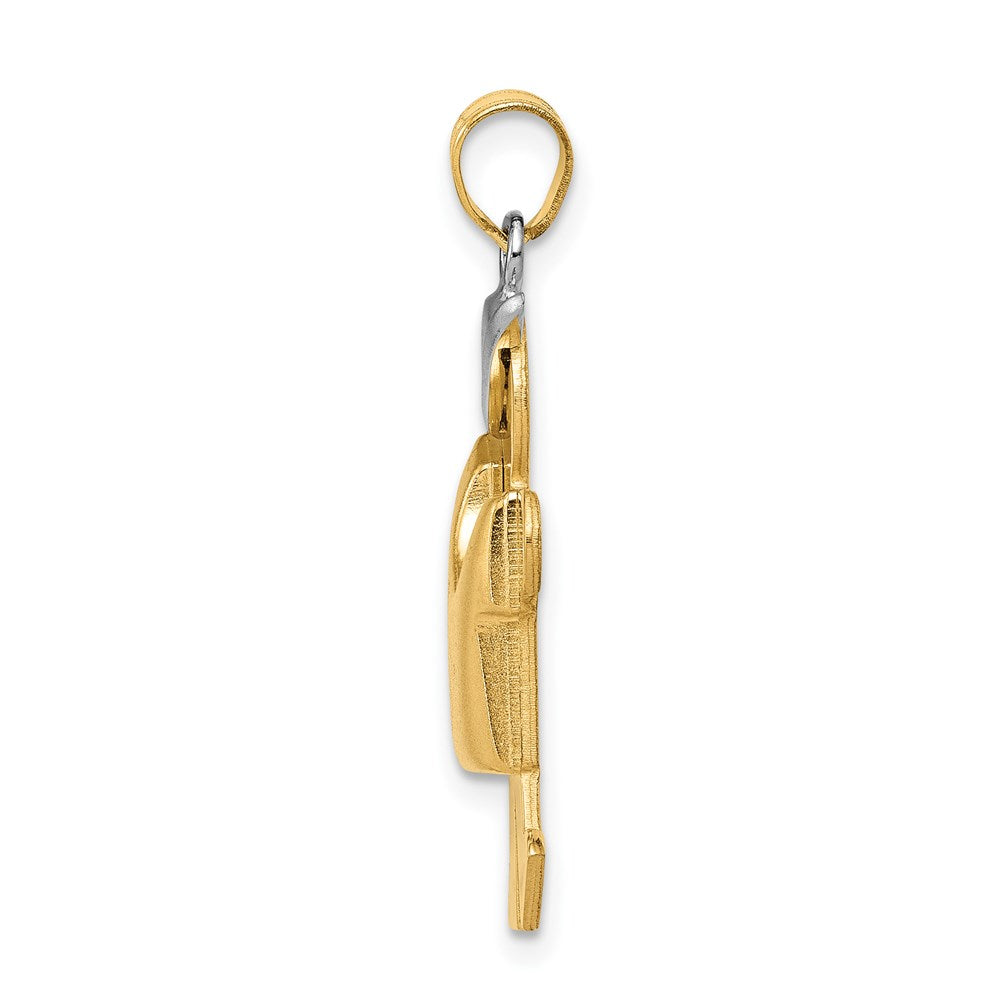 14k Two-Tone Puffed Boy with Hat on Left Engravable Charm - Product Photo