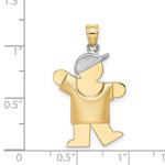 14k Two-Tone Puffed Boy with Hat on Left Engravable Charm - Product Photo