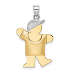 14k Two-Tone Puffed Boy with Hat on Left Engravable Charm - Product Photo