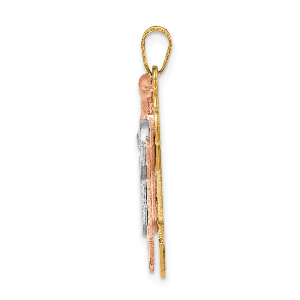 14K Tri-Color Big Girl and Little Boy Engravable Charm - Product Photo