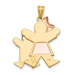 14K Tri-Color Big Girl and Little Boy Engravable Charm - Product Photo